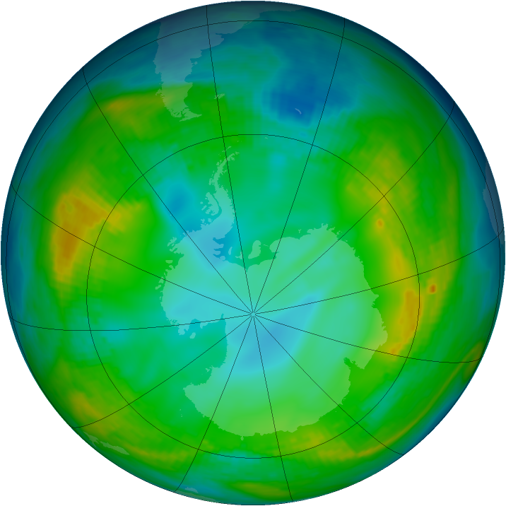 Antarctic ozone map for 22 May 1980